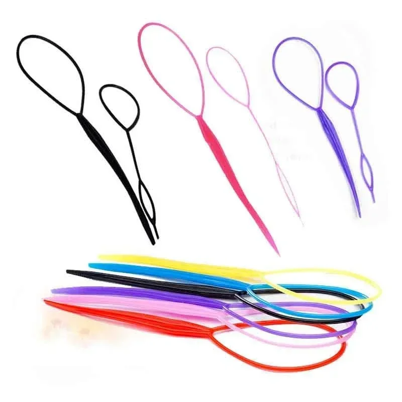 4 Pcs Ponytail Hair Styling Tools Plastic Needle Ponytail Topsy Loop Hair Bun Maker Braids Beauty Accessories Hairdressing Tool