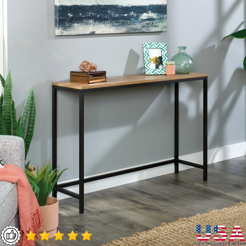 

Metal Console Sofa Table Wood Composite Narrow Design Living Room Entryway Hallway Storage Friendly Versatile Indoor Use