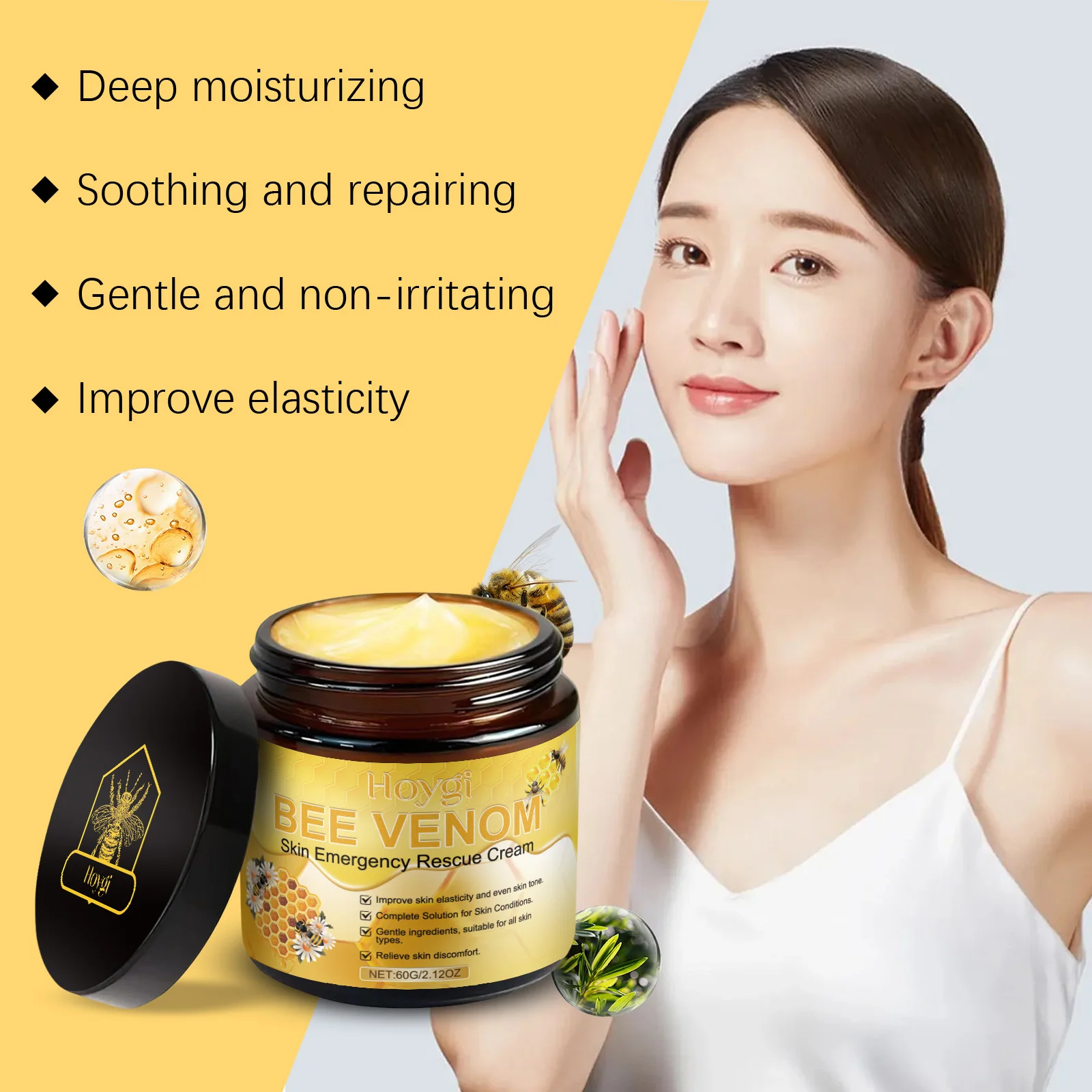 Bee Venom Face Cream Firming Lifting Reduce Redness Soothing Repair Damaged Skin Strengthen Barrier Brighten Nourish Body Cream