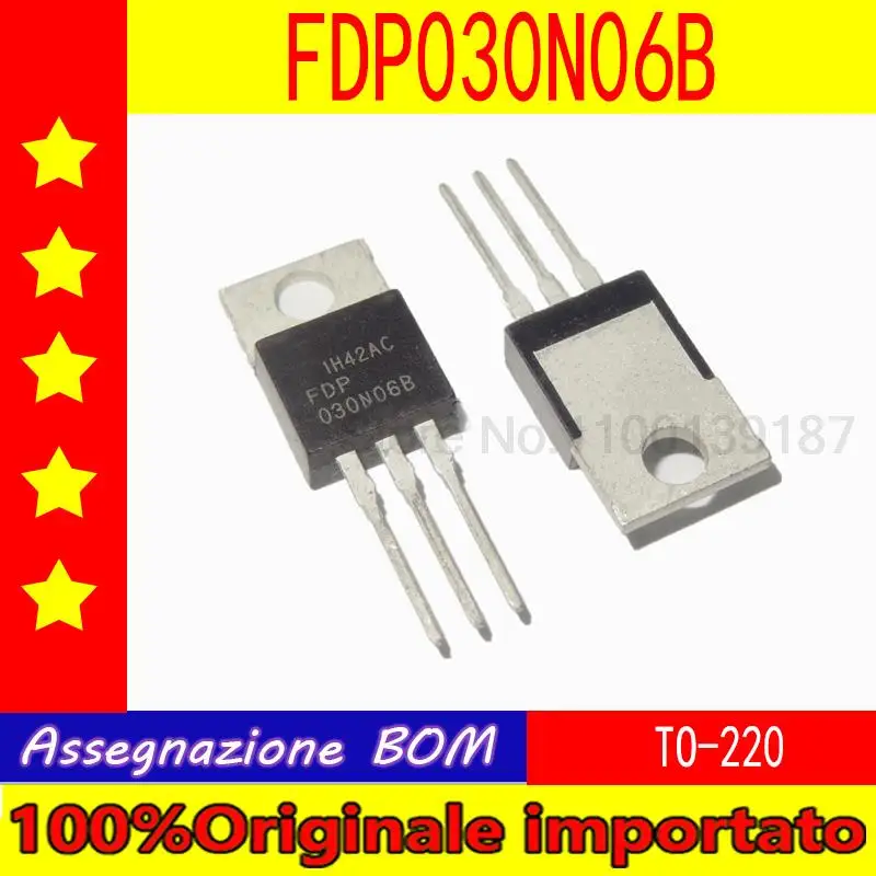 

100% Оригинальный импортный 10 шт./лот FDP030N06B 030N06B TO-220 MOSFET n-channel 195A 60V