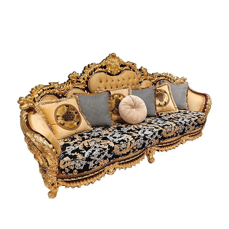 

European-style villa luxury fabric sofa, French gold foil court classical sofa