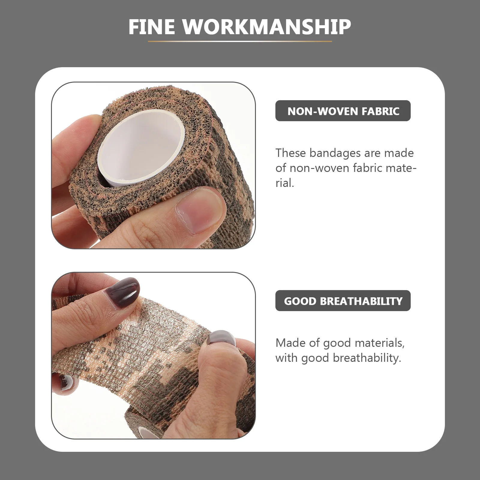 3 Rolls Camouflage Tape Premium Non-Woven Natural Latex Self-Adhesive Cohesive Wrap for Hunting Outdoor Gear Glare Reduction