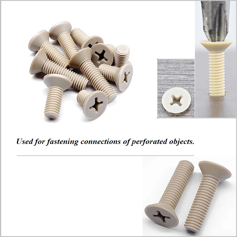 M1.2 M1.4 M1.6 M2 M2.5 M3 M4 M5 M6 M8 PEEK High-Temperature Resistant Cross Recessed Countersunk Head Machine Screw