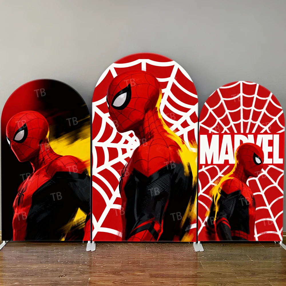 

Spider Man Arch Backdrop Cover Marvel Web Design For Boys Birthday Party Superhero Theme Photo Booth Background Decor Prop