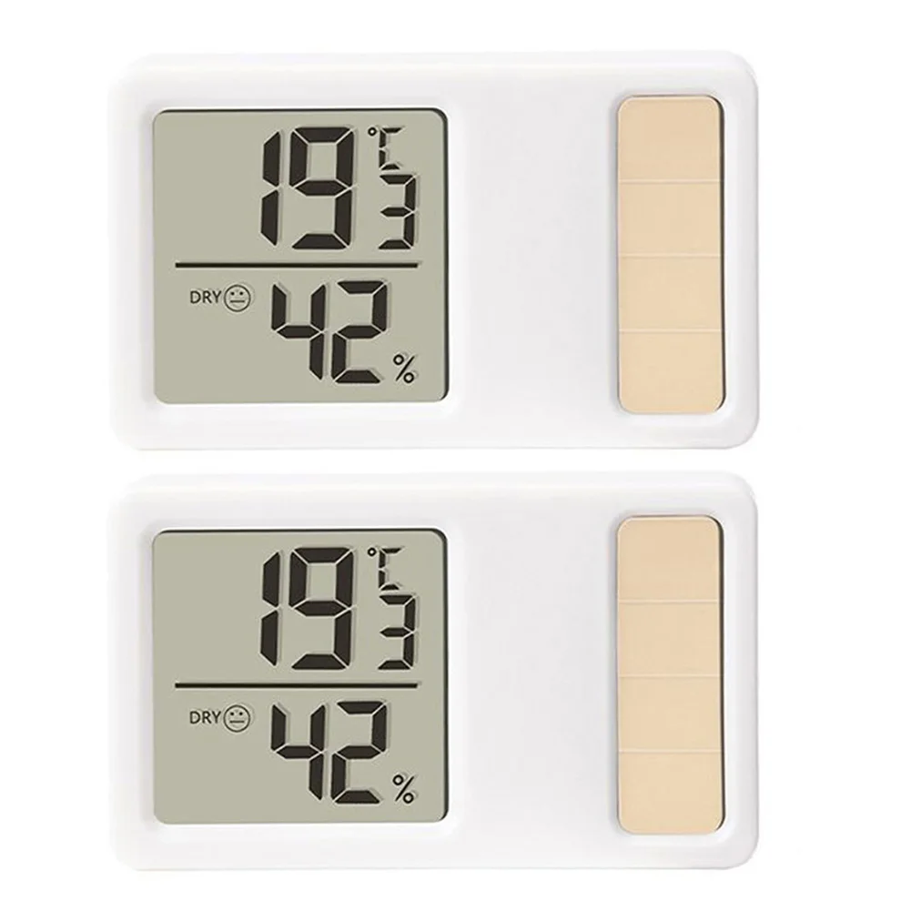 2Pcs Solar Power Temperature And Humidity Meter Mini Portable Digital Thermometer Hygrometer Indoor Room Electronic Temperature