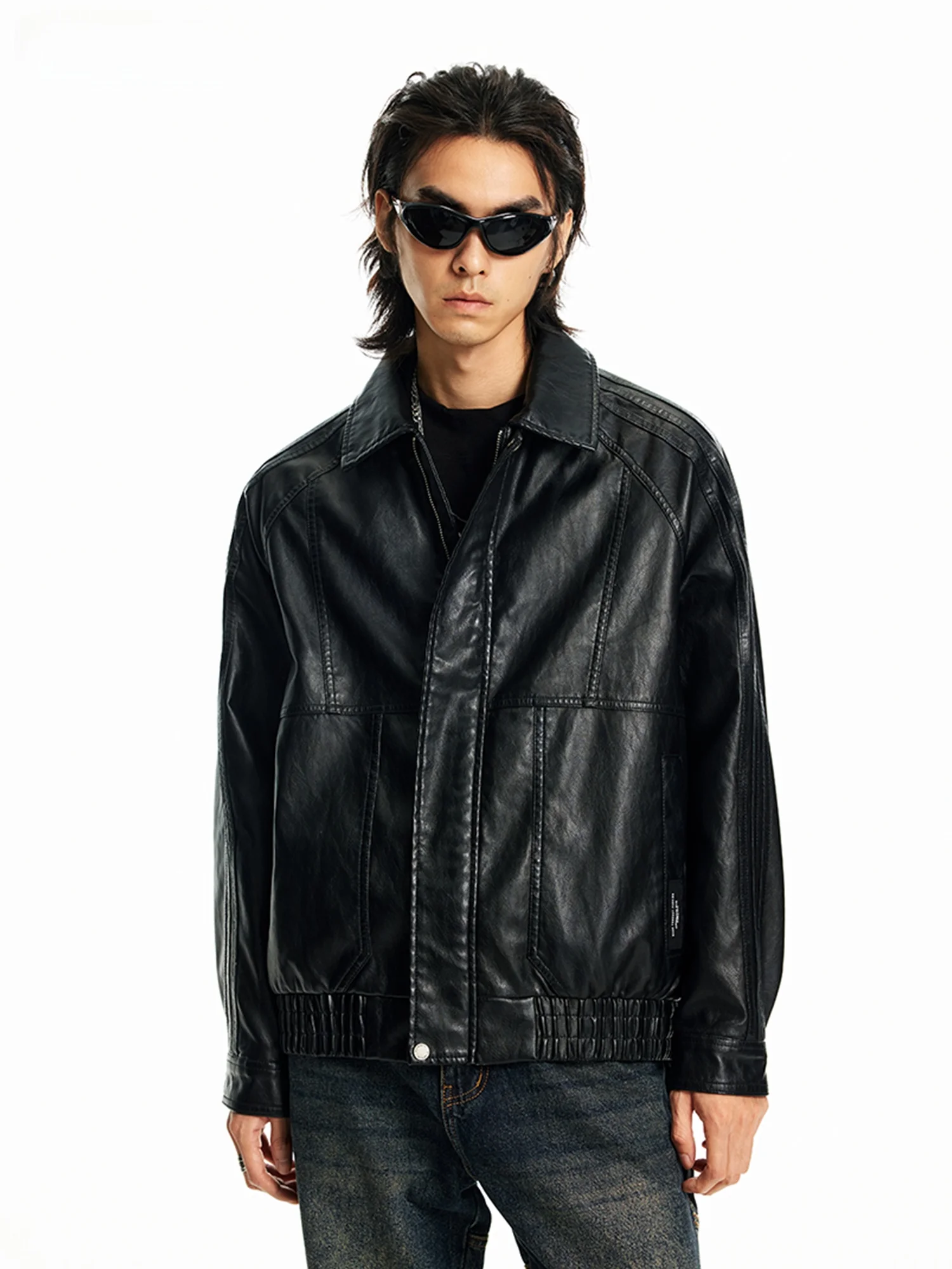 

RB Мужская кожаная куртка в американском стиле ретро, осенне-зимняя мягкая винтажная легкая морская верхняя одежда, пальто для мужчин