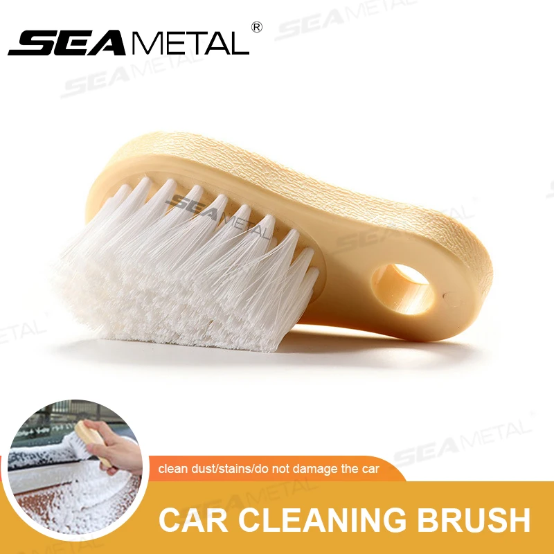 SEAMETAL Soft Bristle Wooden Brush Car Detailing Polishing Buffing Brush Seat Handle Dashboard Roof Cleaning Car Wash Brushes