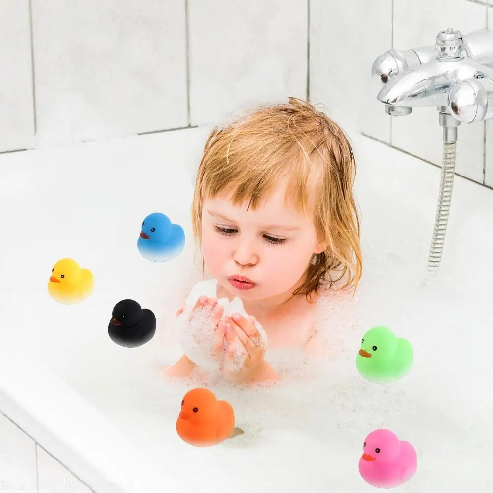 3PCS Yellow Duck Floating Duck Squeeze Sound Toy with Squeeze Sound Floating Yellow Duck Baby Bath Toys Rubber Cute