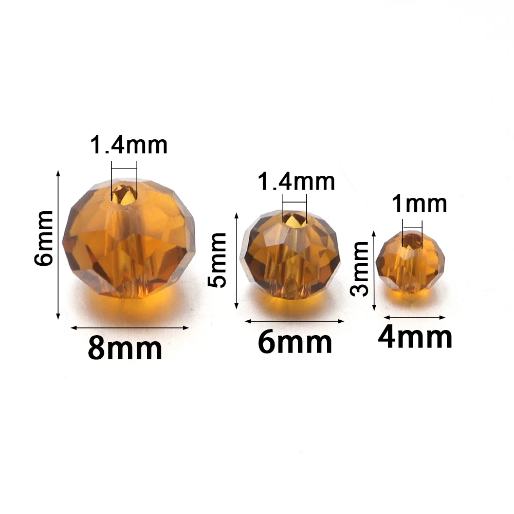 100-200 Stück/Los 4/6/8mm Braune Facettierte Glasperlen Kristall Lose Abstandsperlen für DIY Armband Halskette Schmuckherstellung – Detail 1