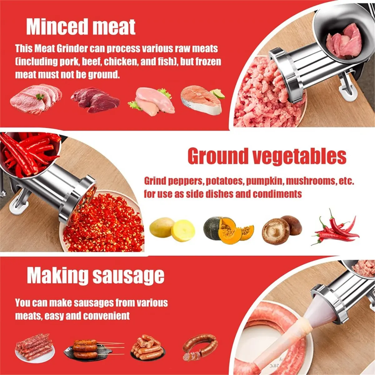 BAAQ Meat Grinder Manual Mincer - Manual Meat Grinder Sausage Maker Meat Grinders for Home Use Fast and Effortless for Meats