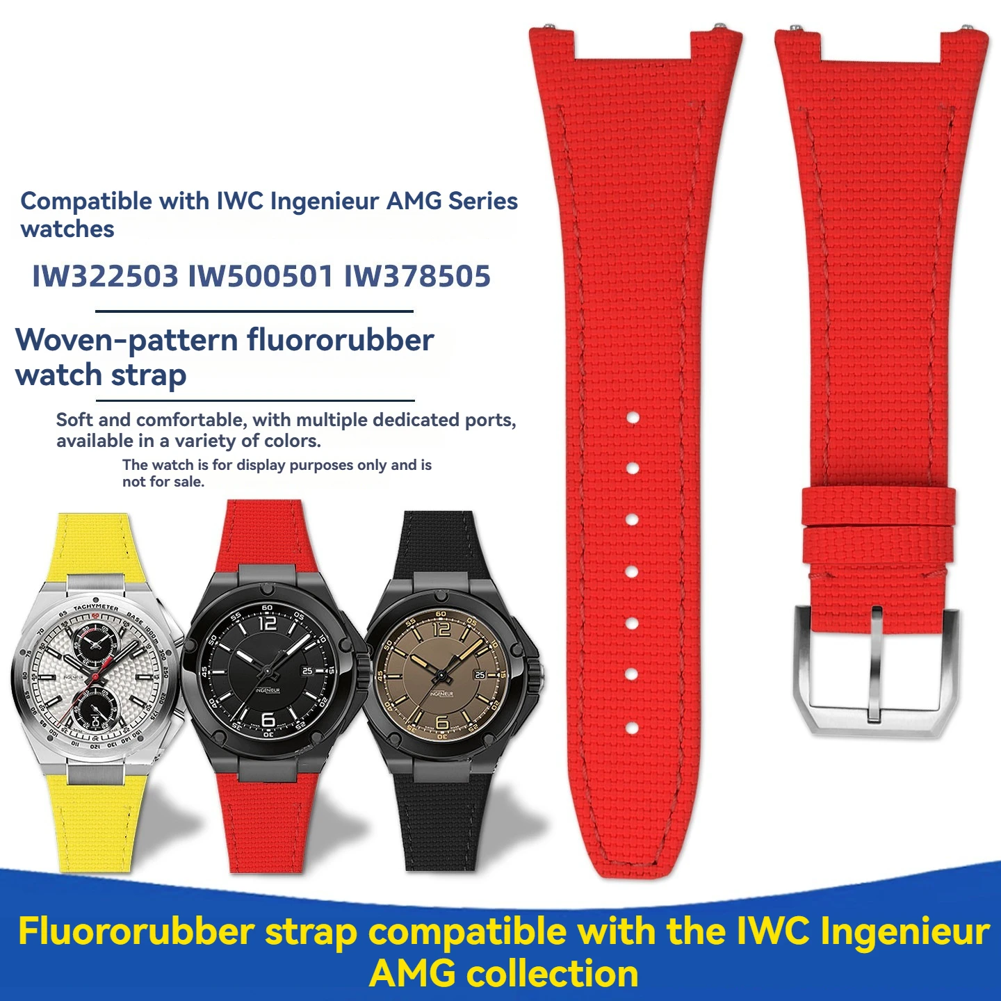 Quick release fluoro rubber watchband for IWC Engineer AMG series IW500501 IW322503 fluororubber watch strap for men