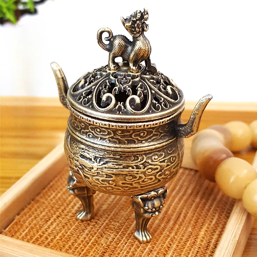 1pc Legierung Pixiu Löwe Stativ Weihrauch Brenner, Mini Retro Home Decor Auspicious Cloud Weihrauch Tablet Brenner (Ohne Weihrauch)