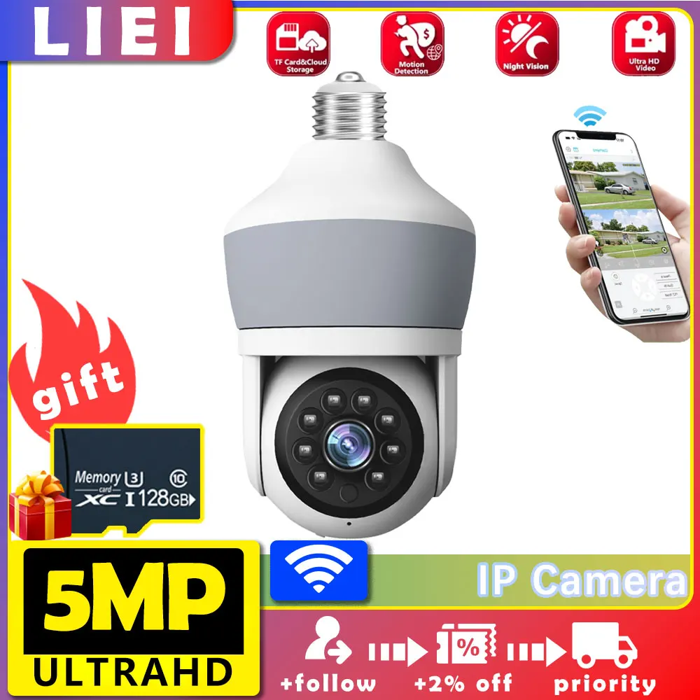 

LIEI WIFI Surveillance Camera 2K HD Dual Lens Wireless Outdoor Security 5MP 360 IP Cameras AI Human Detect CCTV Camera Two-way