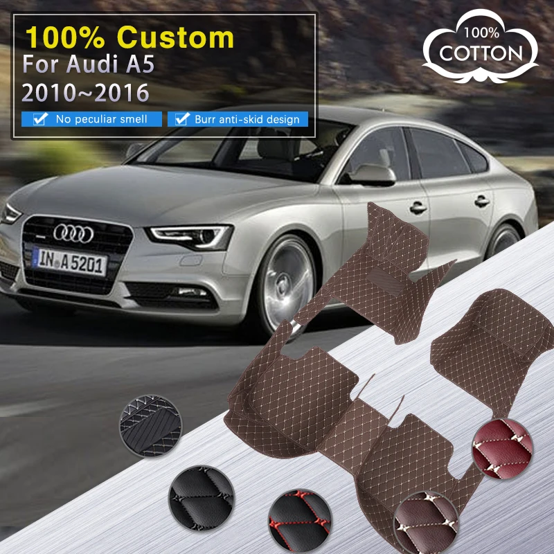 

Car Mats For Audi A5 8T 8F MK1 2010~2016 Rug Carpet Full Set Auto Interior Parts Luxury Leather Floor Mat Car Accessories 4 Door