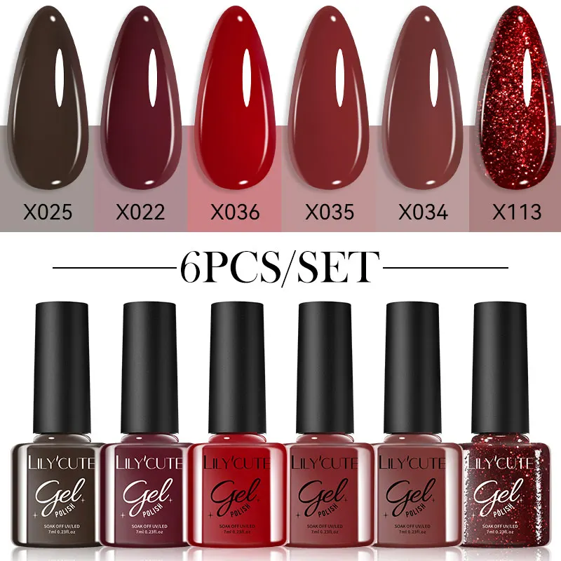 LILYCUTE 6 ピース/セット 7 ミリリットルジェルネイルポリッシュキット DIY ネイルアートデザインすべて装飾用ソークオフ UV ジェル長期的なマニキュア絵画