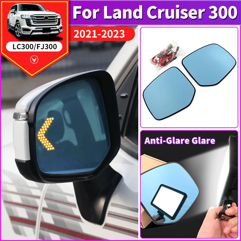 

For 2021 2022 2023 Toyota Land Cruiser 300 Side Rearview Mirror LED Large Vision Heating Blue filter LC300 Exterior Accessories