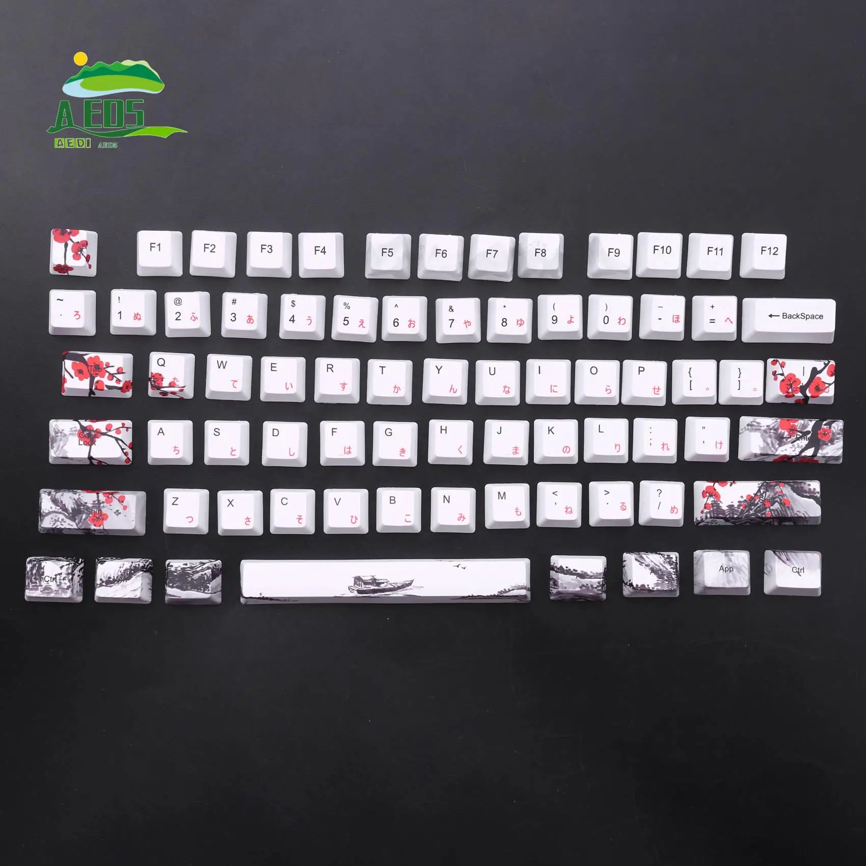 

AED5-110 клавиш PBT колпачок для ключей с сублимационной краской, цветок сливы, вишневый профиль, колпачок для ключей, набор механических колпачков для клавиатуры «сделай сам»