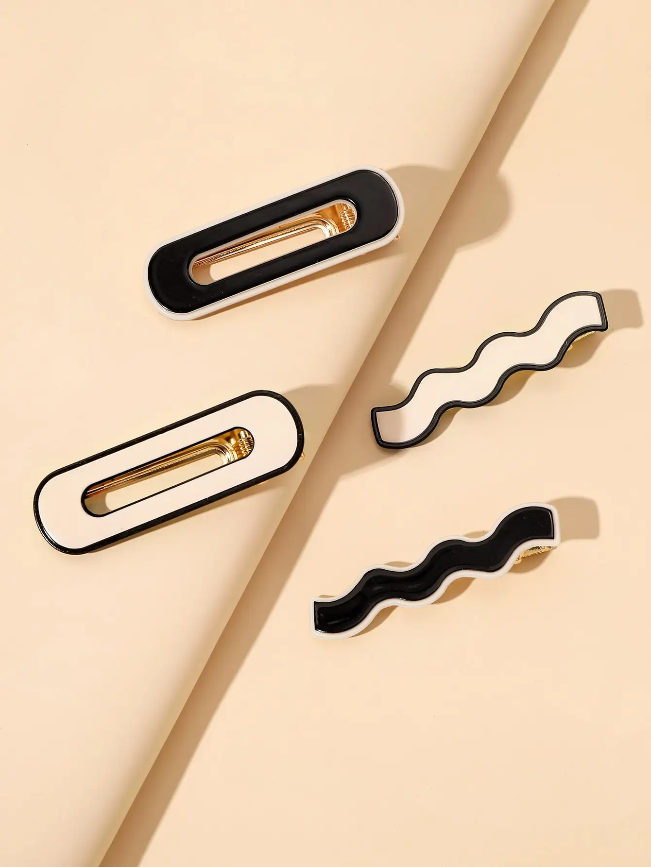

4pcs Coffee Color Contrast Square Wavy Alligator Hair Clip Claw Clips Hair Claws Hair Barrettes, School Stuff, Hair Accessories, Head Accessories, Hair Accessories For Women, Hairpin