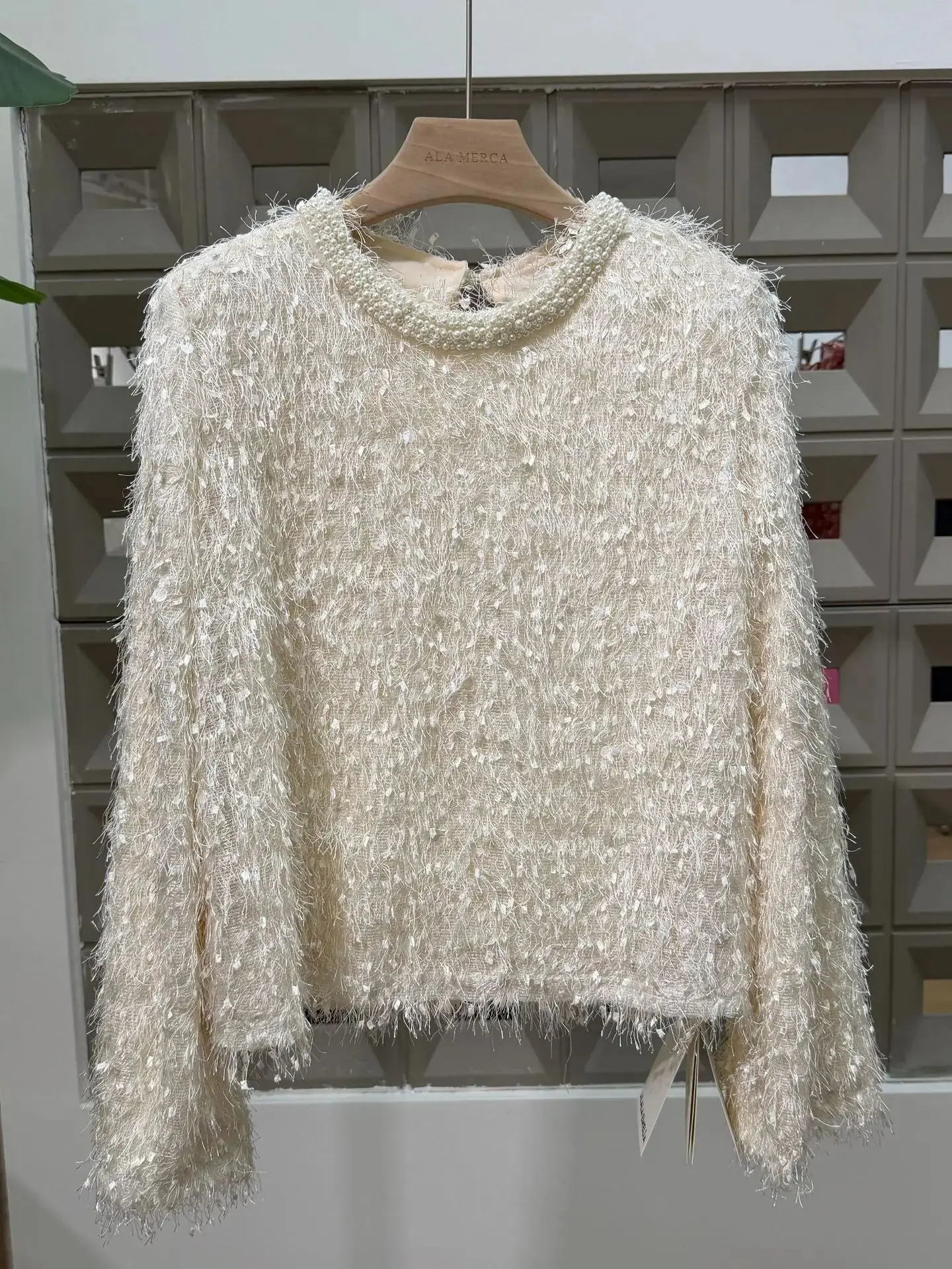 

Осень-зима, новые женские топы с круглым вырезом, вышивка бисером и бахромой, роскошный модный пуловер высокого класса, рождественский вязаный свитер