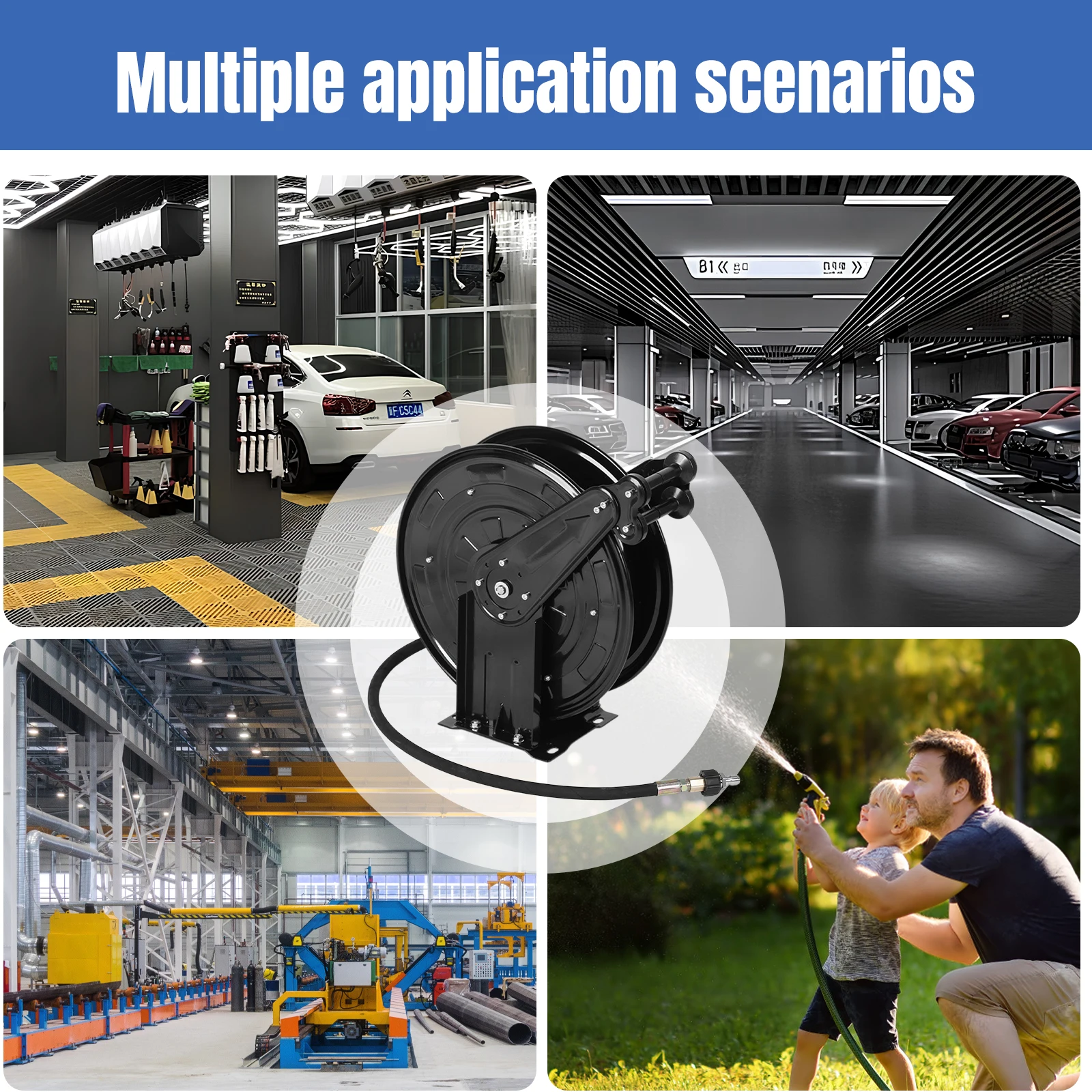 غسالة الضغط خرطوم بكرة قابل للسحب غسالة الضغط بكرة السيارات الترجيع الثقيلة خرطوم بكرة للمياه/الهواء/الزيت 4000 رطل لكل بوصة مربعة