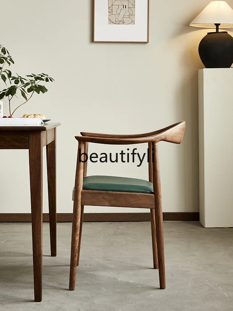 

A26 North American black walnut book chair Nordic simple solid wood study home backrest leisure chair