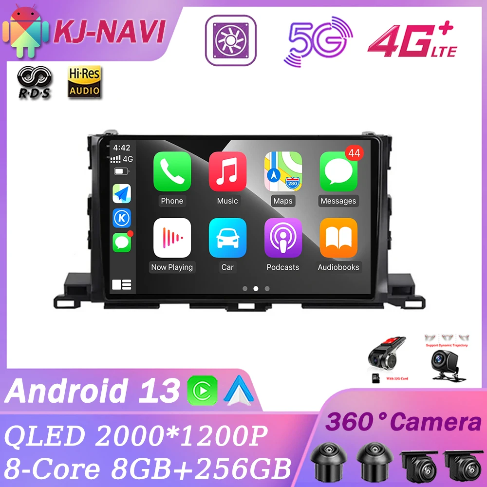 Android 13 For Toyota Highlander Kluger 3 XU50 2013 - 2019 Car Radio Multimedia Video Player Navigation Stereo GPS