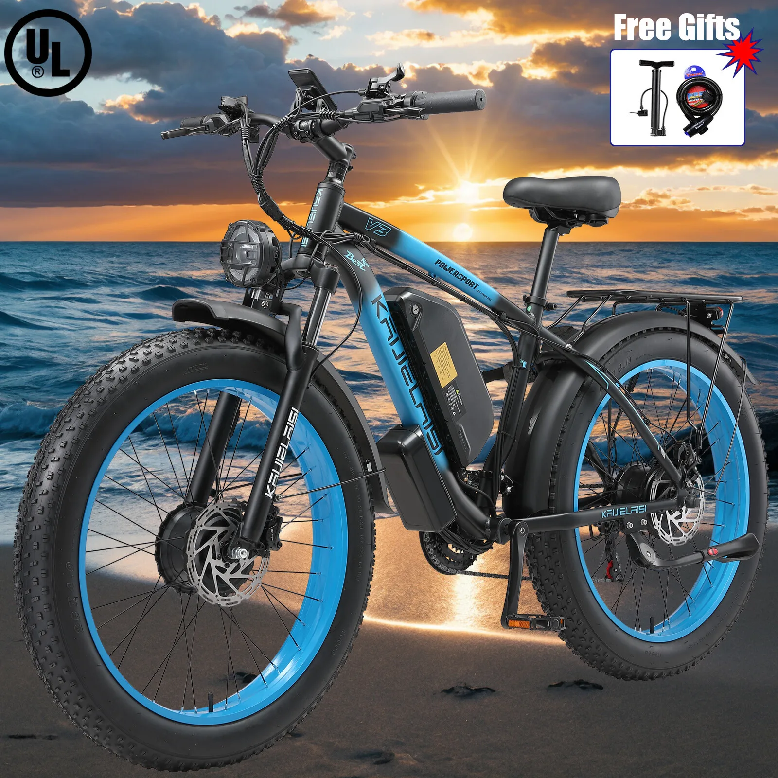 2000W E-Bike 26"  V3 Dual Motor 35MPH 48V/23Ah Electric Bike for adults