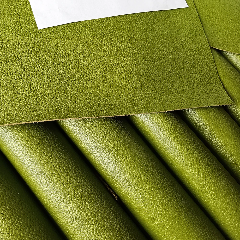 Grass Green Cowhide Leather Fabric, First Layer Whole Cut,Lychee Pattern, Sofa Upholstery, DIY Manual Cut,Genuine Material,1.2mm