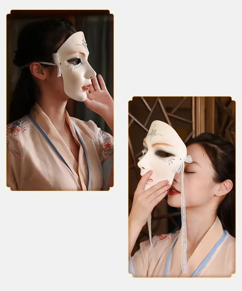 2025 สไตล์จีน Phoenix Queen Hanfu ชุดหน้ากากผู้หญิงโบราณ Oriental ตัวอักษร Performance Props ของขวัญฮาโลวีน