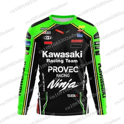 Kawasaki yarış ekibi erkek yaz uzun kollu 3D baskılı kadın T-shirt motosiklet spor üst