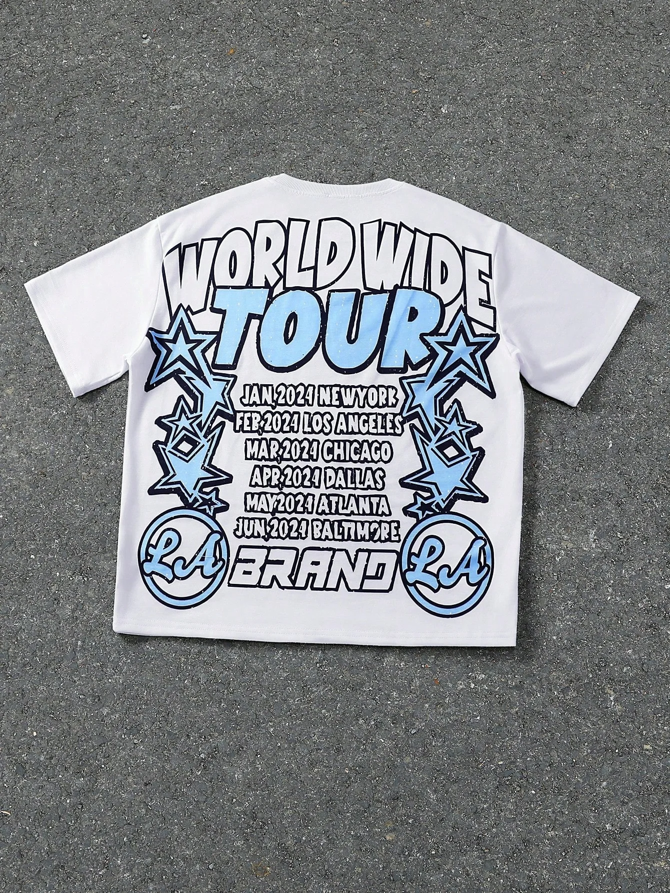 

Manfinity Street Charge Men's Letter and Star Graphic Crew Neck Short Sleeve T-Shirt Summer Graphic T-Shirt Graphic White