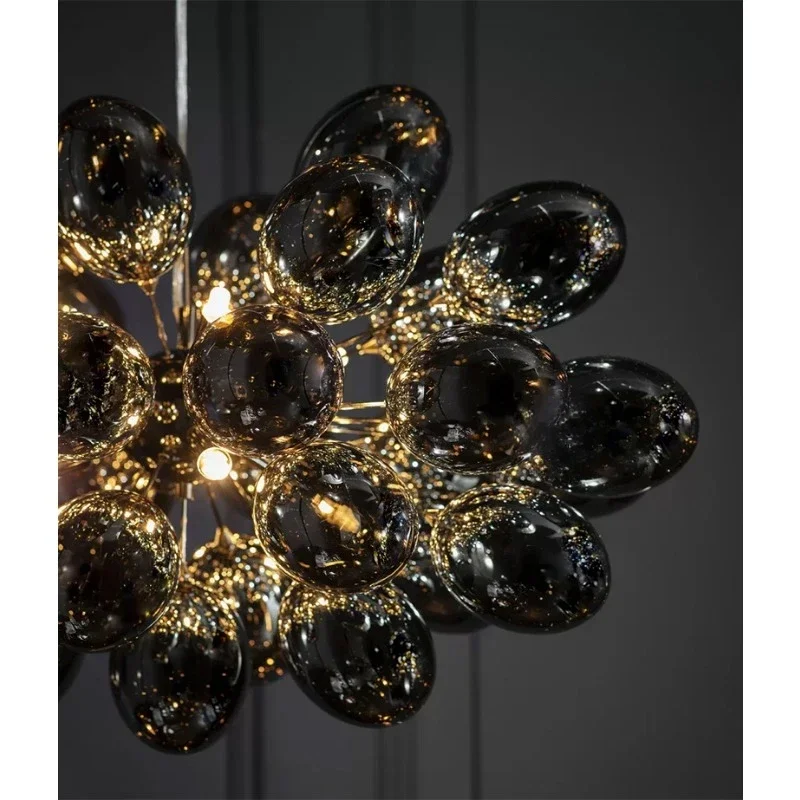 Nordic Balloon Bubble Chandelier Grape Glass Pendant lamp for Bedroom luxury Home Decoration Smoke-grey glass Pendant light