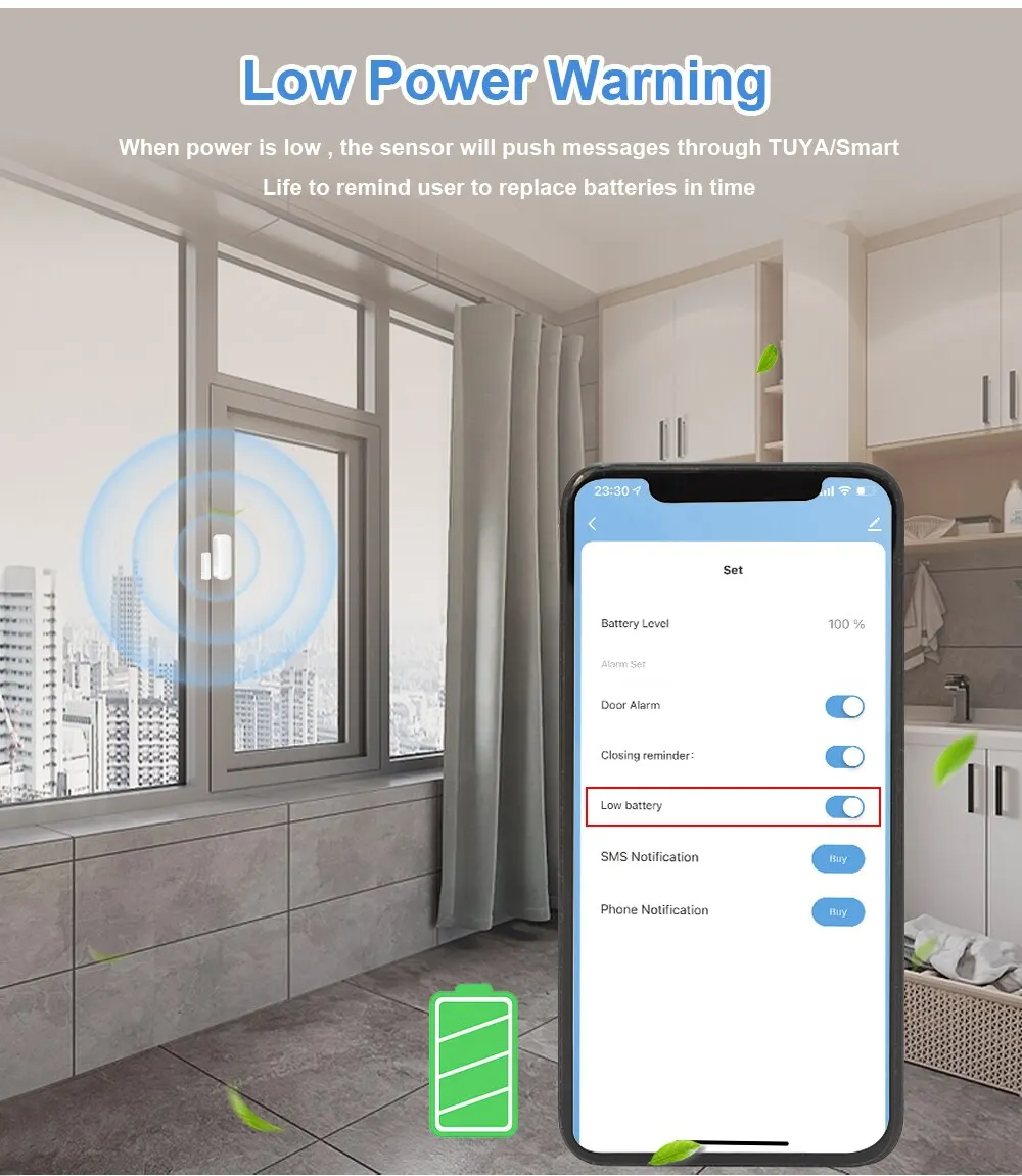 Tuya ZigBee Door Window Sensor Door Open/Closed Detectors Security Protection APP Remote Control Via Alexa Google Home