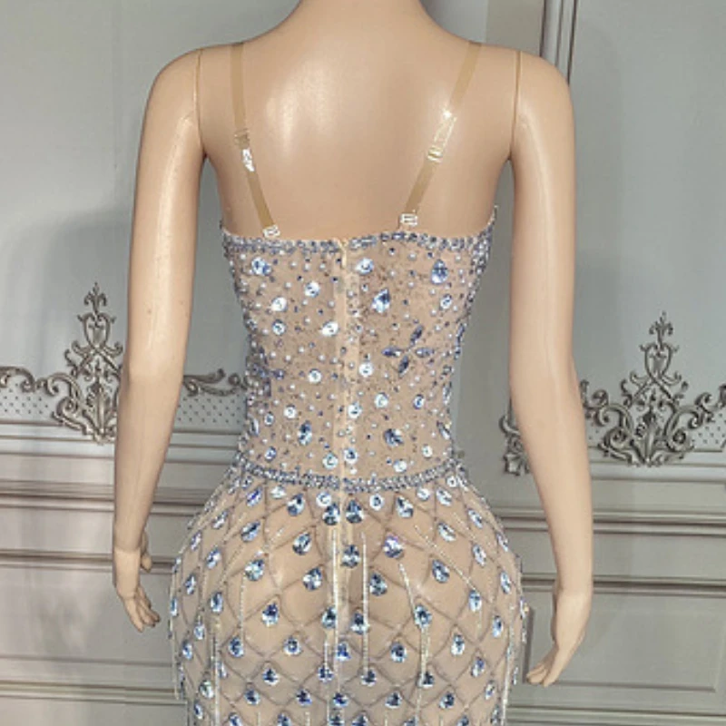 2025 Shining Diamond Suspender Halter เซ็กซี่ Elegant Fishtail หรูหราเสื้อผ้าอย่างเป็นทางการชุดผู้หญิง Elegant Party Dress