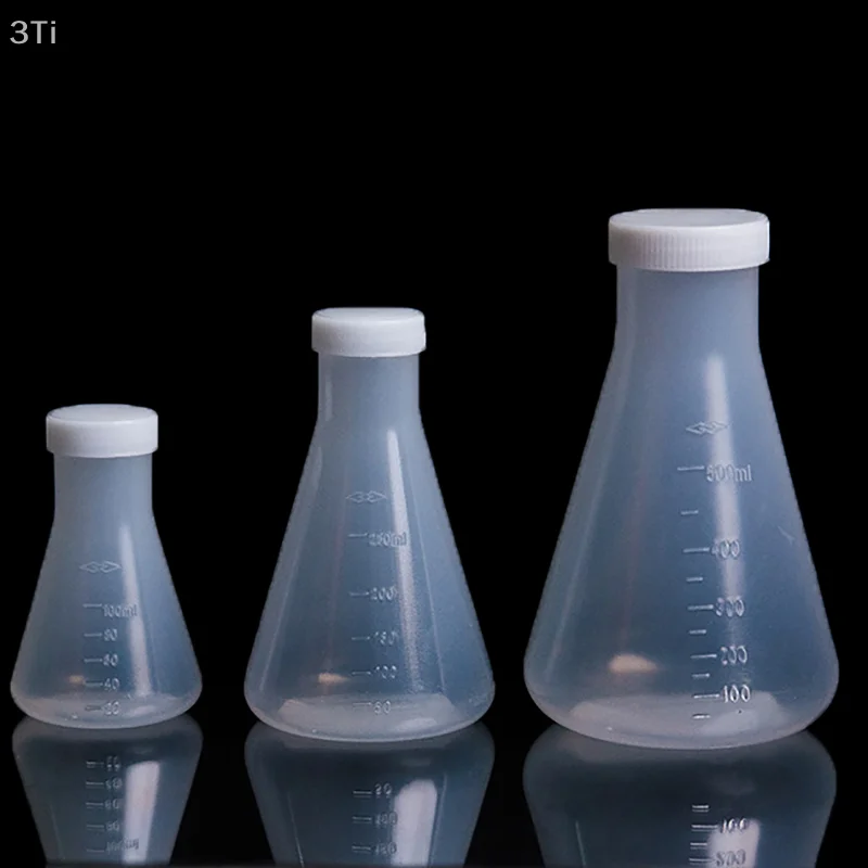 50ml To 1000ml Lab Plastic Erlenmeyer Flask Conical Container Bottle With Screw Cap For Laboratory Experiment