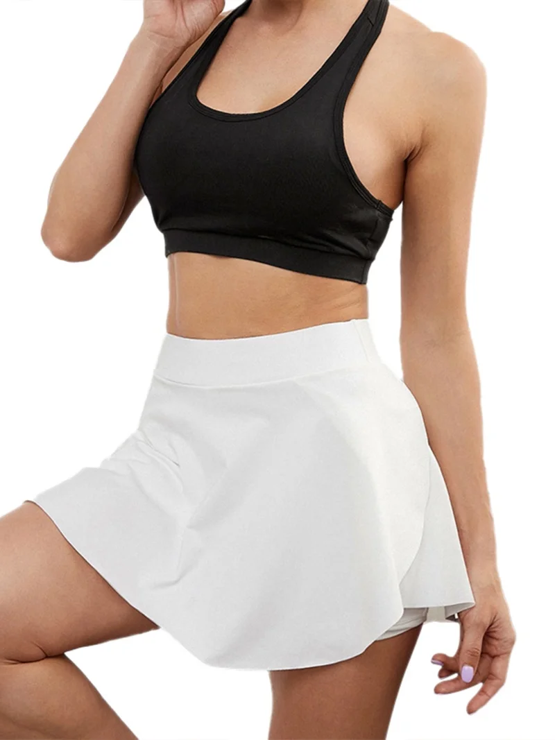 Pocket Quick Dry Sports Skirt Gym Dancing Tennis Skirts for Women Workout Cycling Fitness Shorts High Waist Running Skort