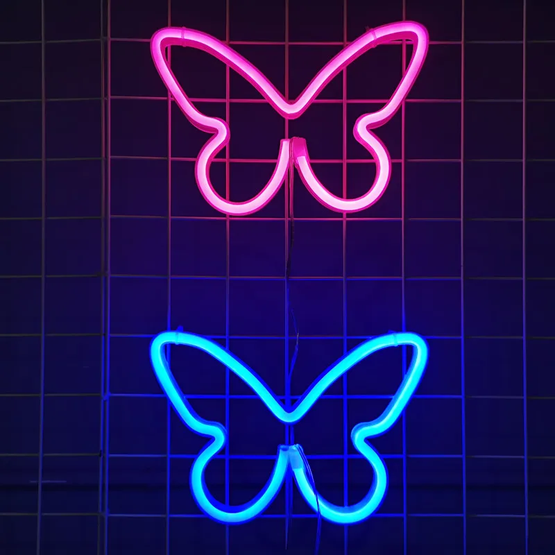 

Светодиодная неоновая вывеска-бабочка для спальни, настенный светильник на батарейках, ночник с USB, атмосфера, милый Декор для комнаты, свадьбы, дома, рождества, вечеринки