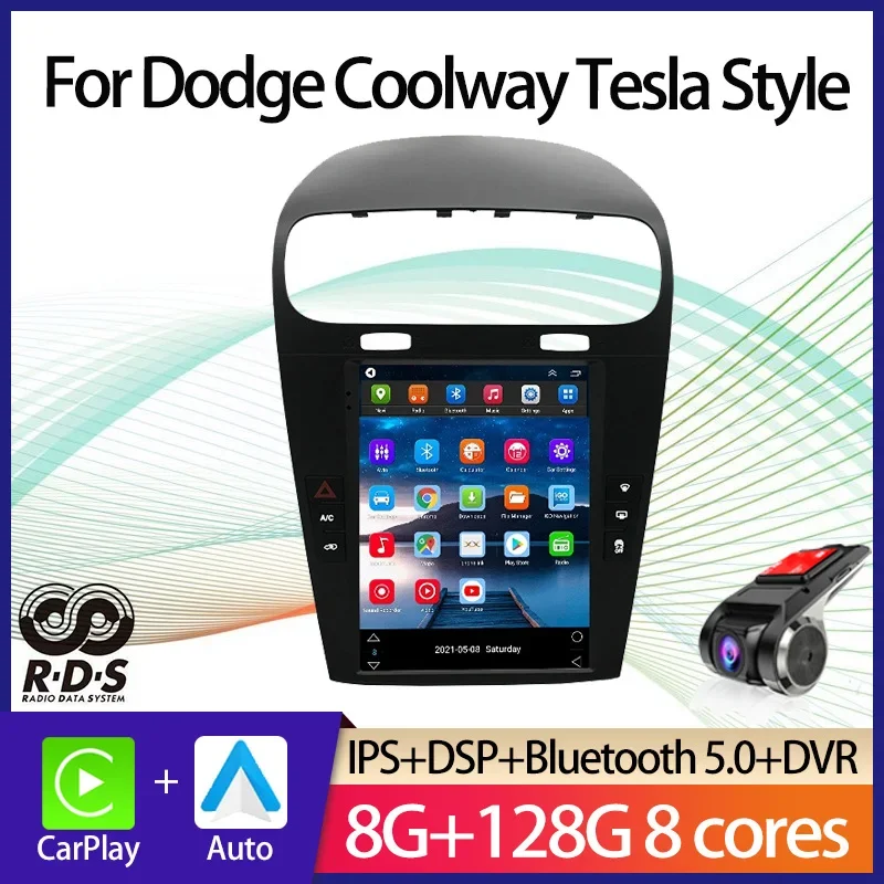 

Автомобильный GPS-навигатор Android 11, для Dodge Coolway Tesla Style, автомобильный радиоприемник, стерео мультимедийный плеер