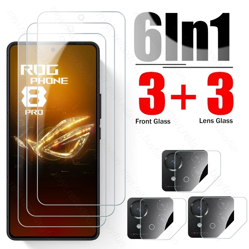 ROGPhone8 Etui 6 w 1 na aparat fotograficzny Szkło ochronne do Asus ROG Phone 8 Pro 5G Szkło hartowane na ekran ROGPhone 8 Pro 8Pro