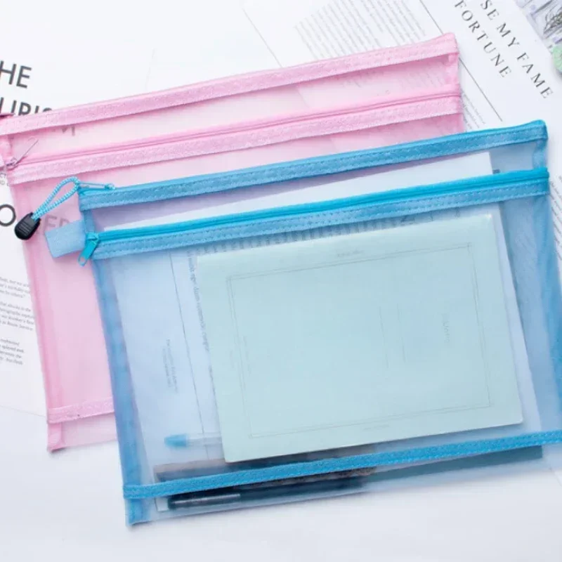 A4 A5 A6 Multipurpose Double Layer Nylon Mesh Storage Bag File Holder Document Bag Student Stationery Test Paper Organizer Pouch