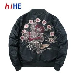 Herren Frühling Herbst Winter bestickte Jacke Sukajan Mantel Jugend Baseball Mantel dicke Pilot Bomber Jacken Baumwolle gepolstert
