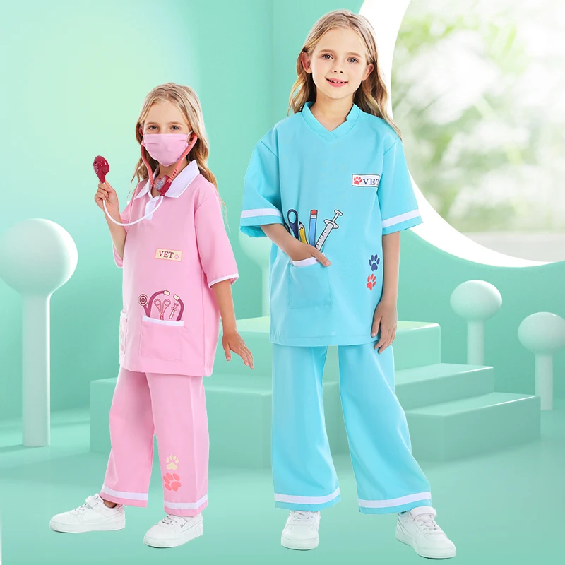 

Halloween Children's Vet Performance Costume Doctor Professional Experience Game Clothes Medical Cosplay Stage Outfit