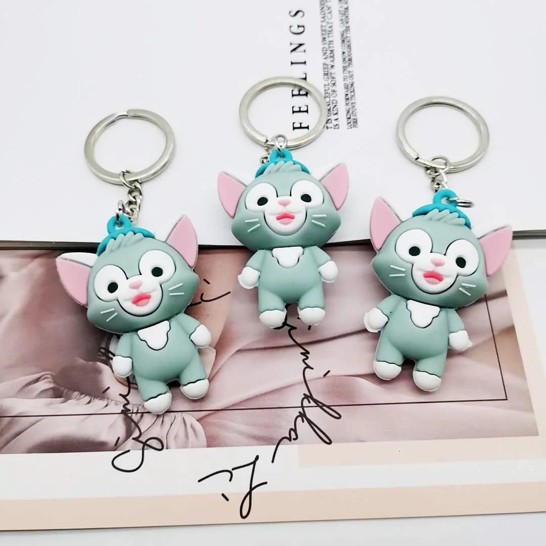 Hot selling Dailu painter cat keychain bag pendant creative small gift soft glue cute cat key pendant