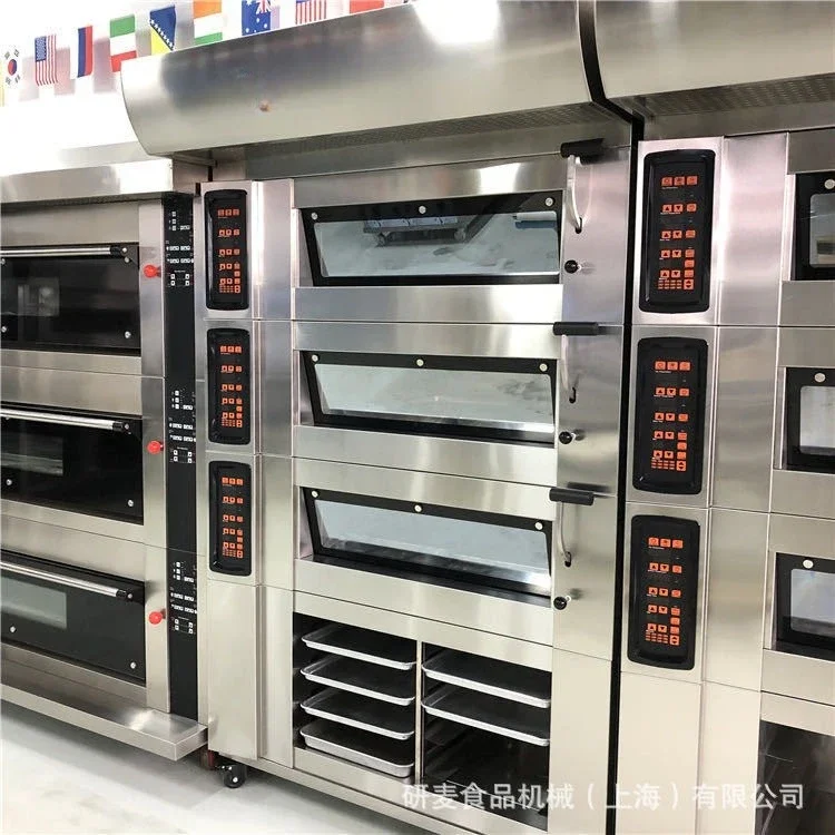 Commercial Floor Cabinet Oven 3 Layer 6 Tray CNC Panel for Bakery Chain Store Mass Production