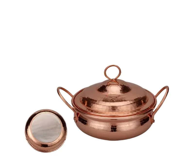 

Suitable for Induction Cooker, Handmade Copper Cooking Pot, Binaural Soup Pot, Chinese Kitchenware, Uncoated Hot Pot for Cooking