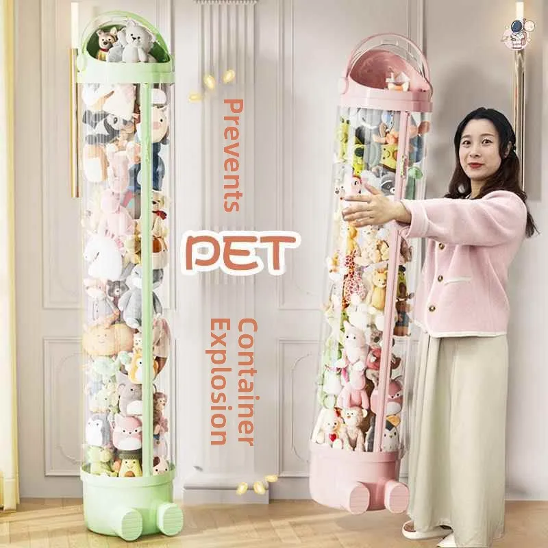 

Transparent Doll Storage Buet Plu Toy Organizer Children's Dolls Fabric Sorting Storage Basket Zipper Sle Home Storage