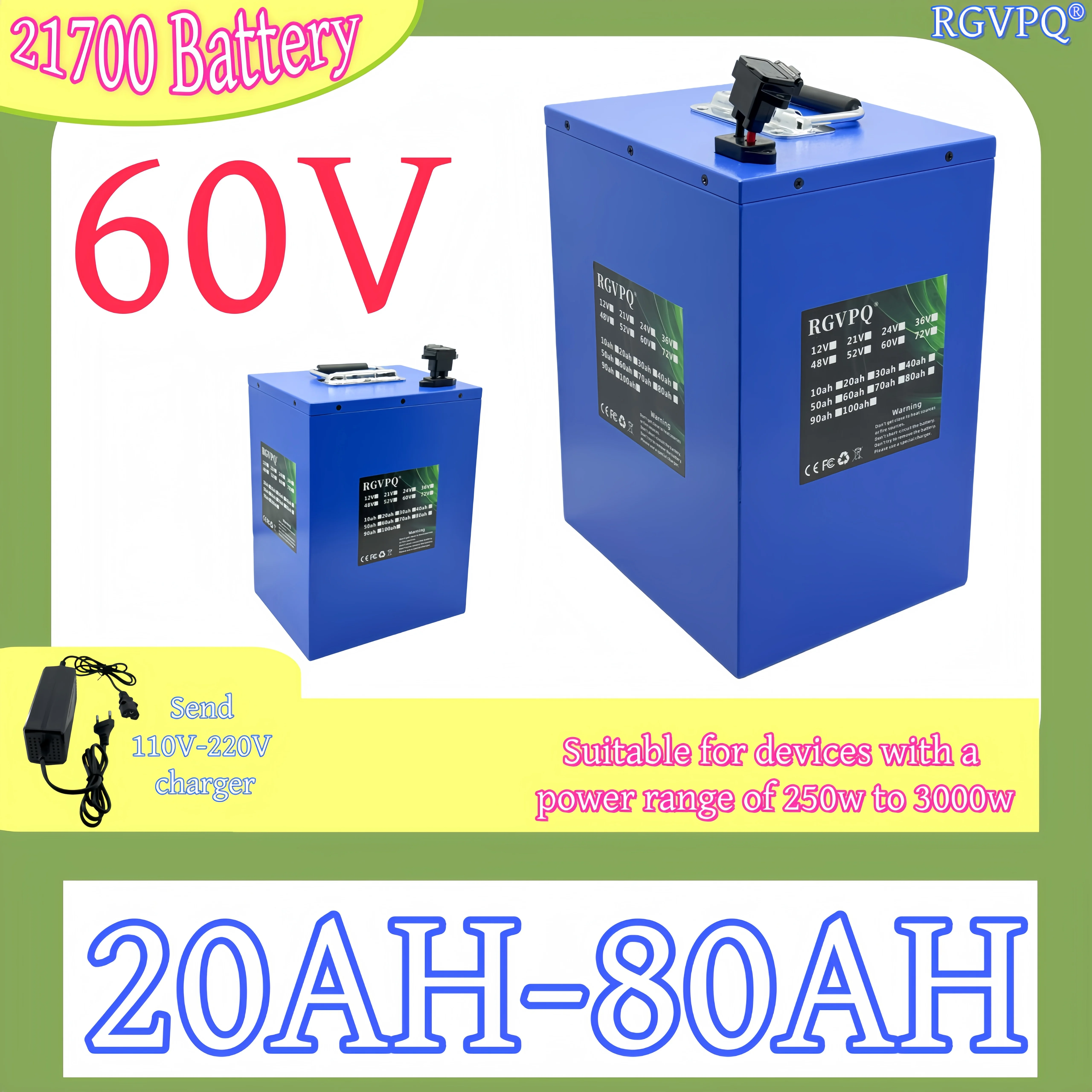 

60V21700 lithium-ion battery, new large capacity 20AH-80AH, handle design,suitable for Harley electric vehicles below 500W-3000W