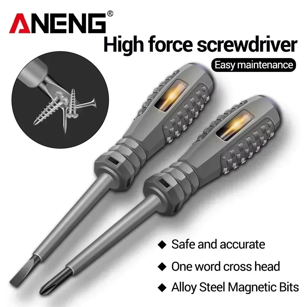 

ANENG B04 N Voltage Test Pen Slotted/Phillips Screwdrivereon Bulb Indicator Meter Induction Insulated Detector Tools