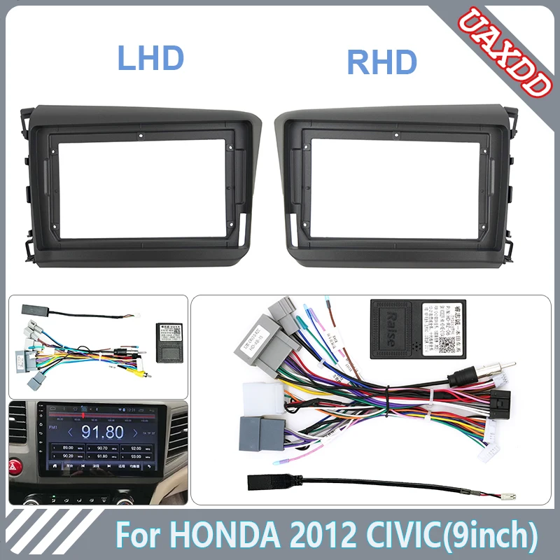 2 Din car dvd radio Android fascia multimedia For Honda 2012 CRV 9inch MP5 video Audio stereo panel frame cable Harness canbus