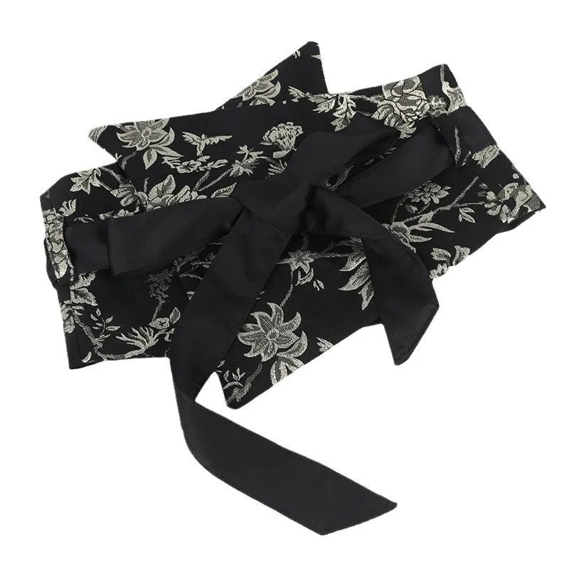 IWde غير النظامية النسيج الطباعة سليم مشد للنساء الذاتي التعادل قميص فستان مكتب السيدات أحزمة وسط النمط الصيني أحزمة Cinturon